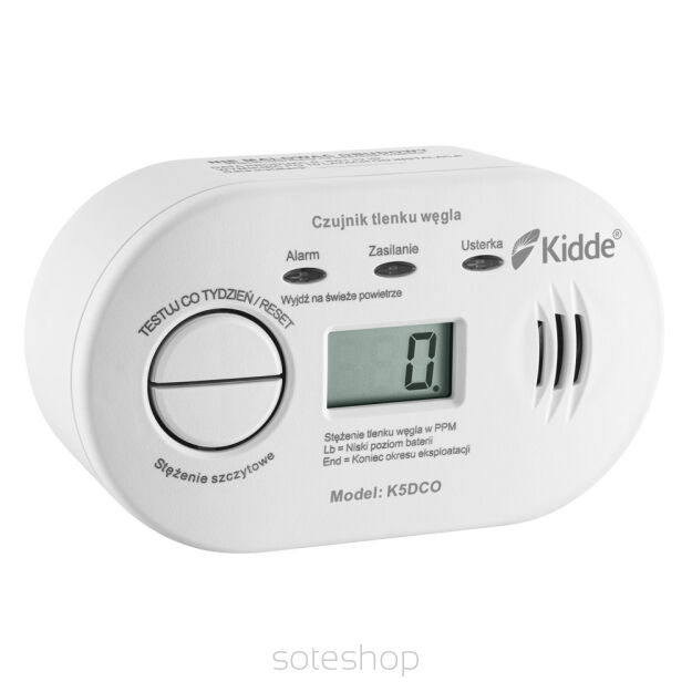 Czujnik tlenku węgla (czadu) Kidde K5DCO LCD